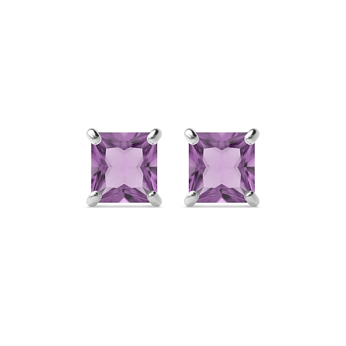 4 Prong elegant basket Amethyst Diamond Earrings
