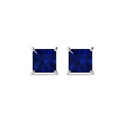4 Prong elegant basket Blue Sapphire Diamond Earrings