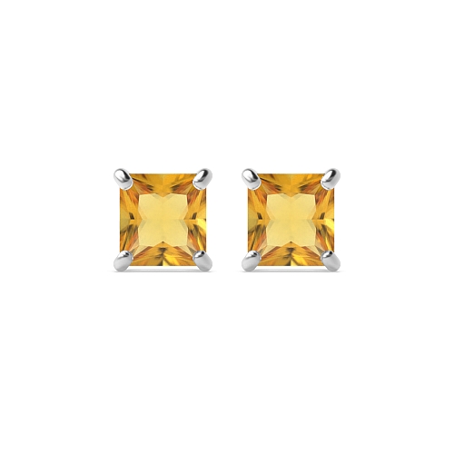 4 Prong elegant basket Citrine Stud Diamond Earrings