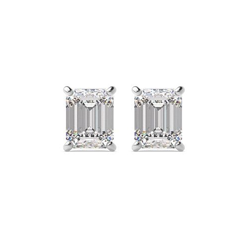 4 Prong Emerald Square Stud Earrings