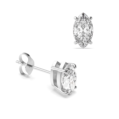 4 Prong Marquise Square Stud Earrings