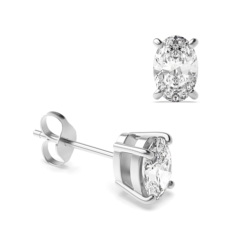 4 Prong Oval elegant basket Diamond Earrings