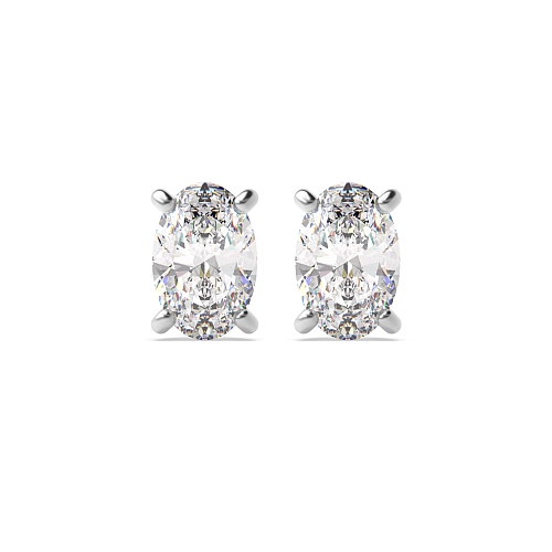 4 Prong Oval elegant basket Diamond Earrings