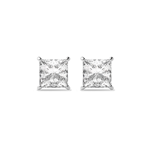 4 Prong Princess Square Stud Earrings