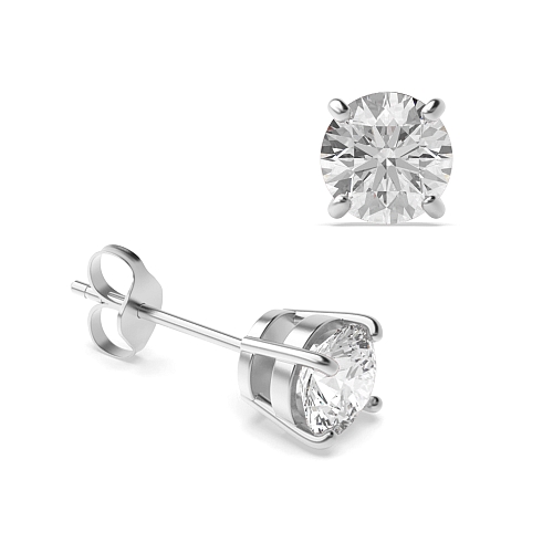 4 Prong Round elegant basket Stud Diamond Earrings