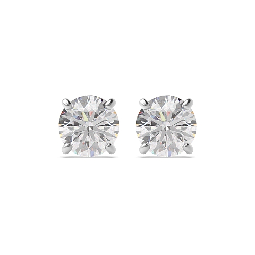4 Prong Round elegant basket Stud Diamond Earrings