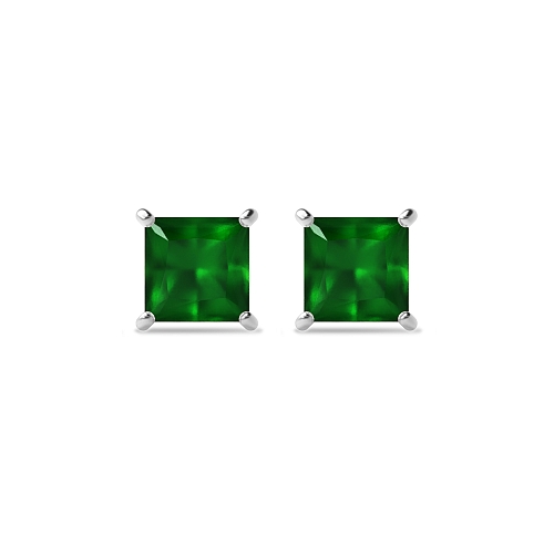 4 Prong elegant basket Emerald Diamond Earrings