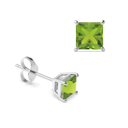 4 Prong elegant basket Peridot Diamond Earrings