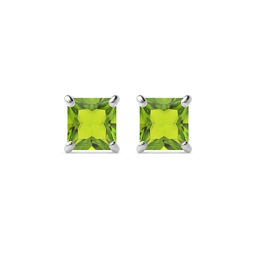 4 Prong elegant basket Peridot Diamond Earrings