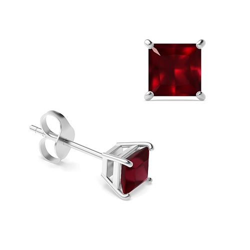 4 Prong elegant basket Ruby Diamond Earrings