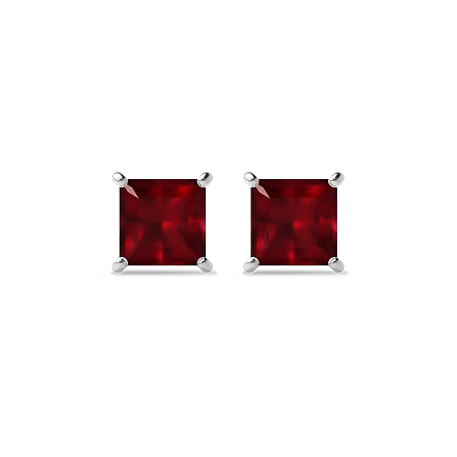 4 Prong elegant basket Ruby Diamond Earrings