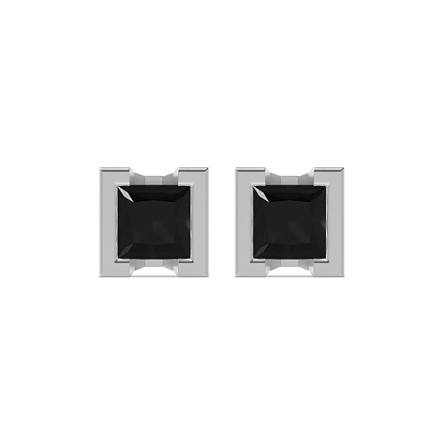 Tension Setting Princess Square Black Diamond Earrings