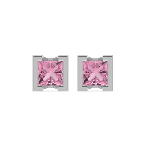 Tension Setting Princess Square Tourmaline Diamond Earrings