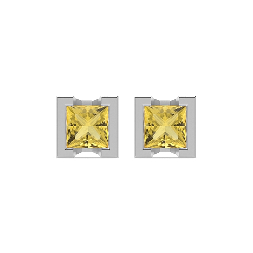 Tension Setting Princess Square Topaz Diamond Earrings