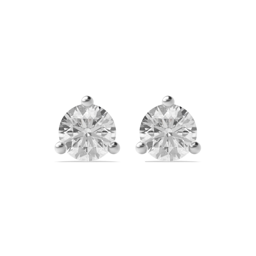 3 Prong Round Silver Open set Diamond Earrings