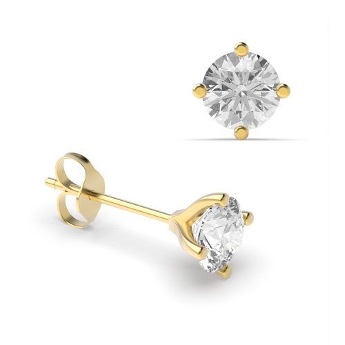 Prong Setting Single Diamond Earring For Men White Gold in Round Shape