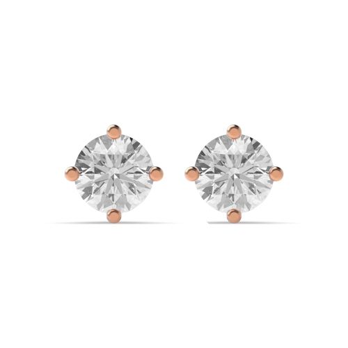 4 Prong Round Rose Gold Stud Diamond Earrings