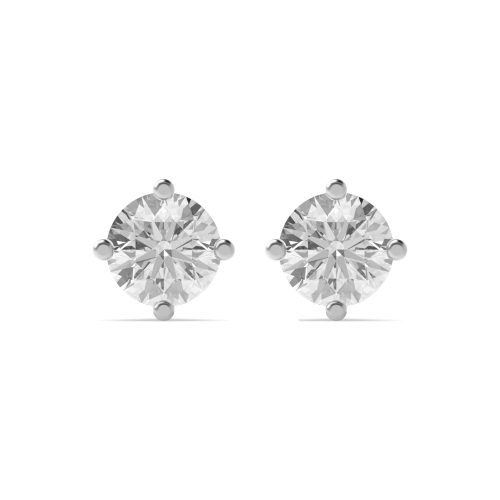 4 Prong Round Platinum Stud Diamond Earrings