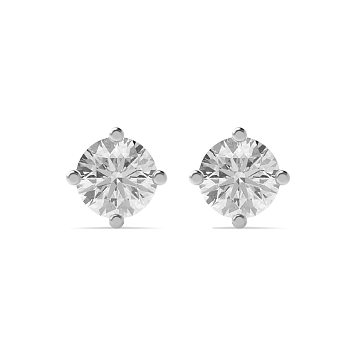 4 Prong Round Silver Elegant Diamond Earrings