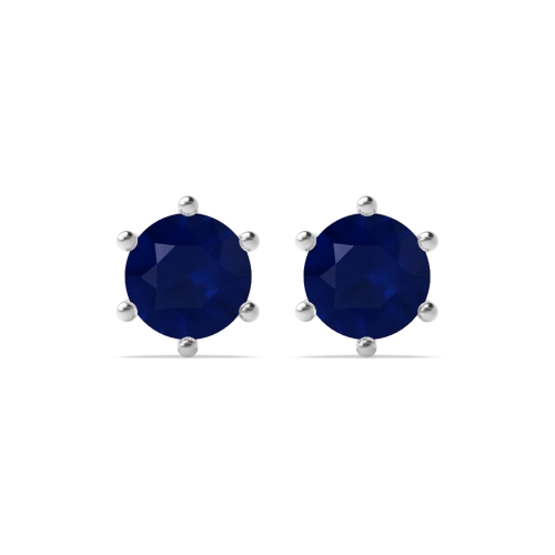6 Prong promise Blue Sapphire Stud Earrings