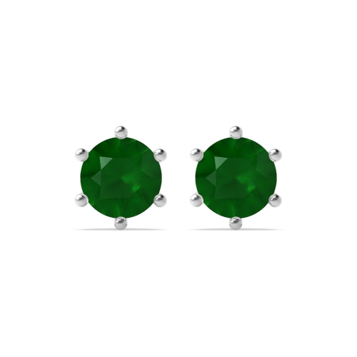 6 Prong promise Emerald Stud Earrings