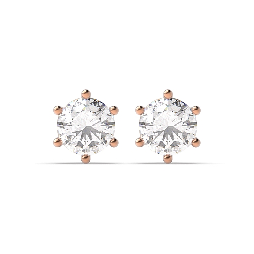 6 Prong Rose Gold flower styled Diamond Earrings