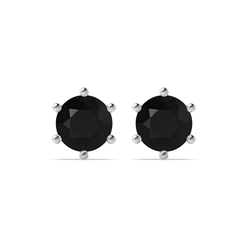 6 Prong flower styled Black Diamond Earrings