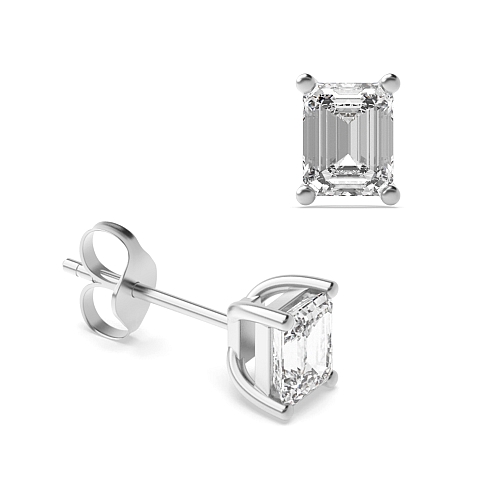 6 Prong Emerald flower styled Diamond Earrings