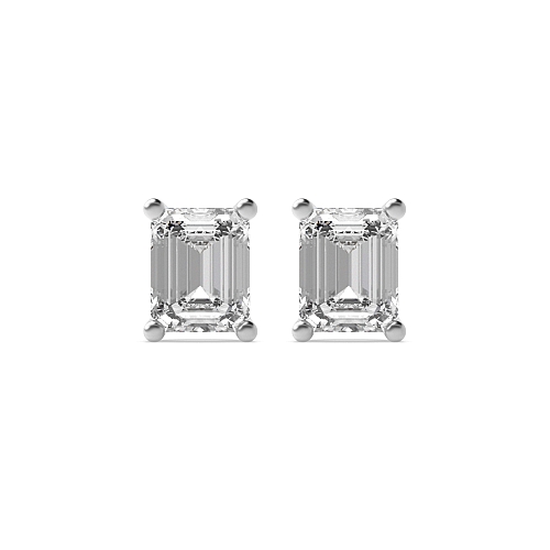 6 Prong Emerald flower styled Diamond Earrings