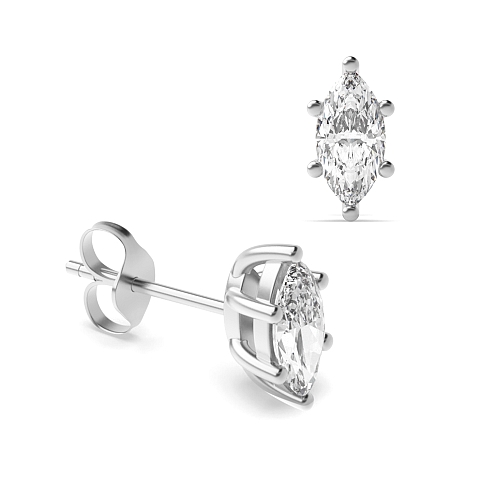 6 Prong Marquise flower styled Diamond Earrings