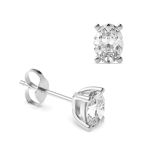 6 Prong Oval flower styled Diamond Earrings