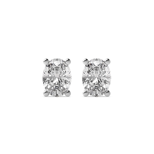 6 Prong Oval flower styled Diamond Earrings