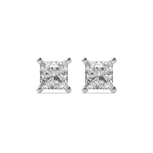 6 Prong Princess flower styled Diamond Earrings