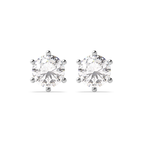 6 Prong Silver promise Stud Earrings