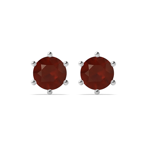 6 Prong flower styled Garnet Diamond Earrings
