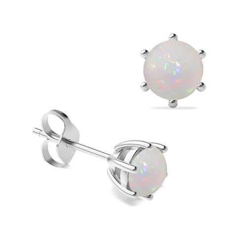6 Prong flower styled Opal Diamond Earrings