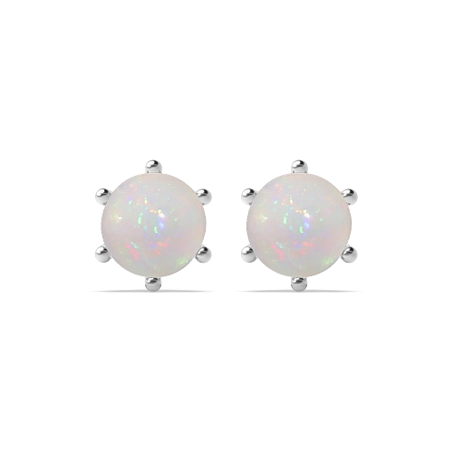 6 Prong flower styled Opal Diamond Earrings