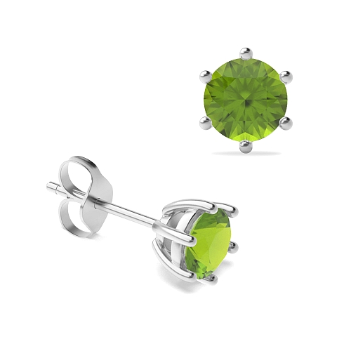 6 Prong flower styled Peridot Diamond Earrings