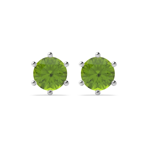 6 Prong flower styled Peridot Diamond Earrings