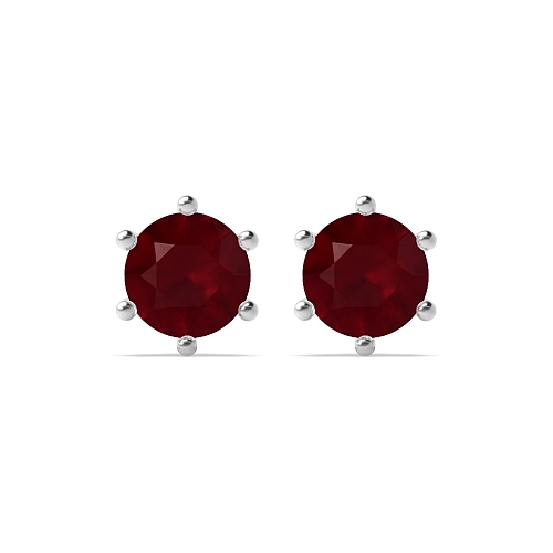 6 Prong flower styled Ruby Diamond Earrings