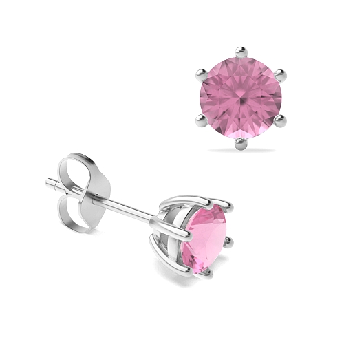 6 Prong flower styled Tourmaline Diamond Earrings
