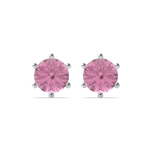 6 Prong flower styled Tourmaline Diamond Earrings