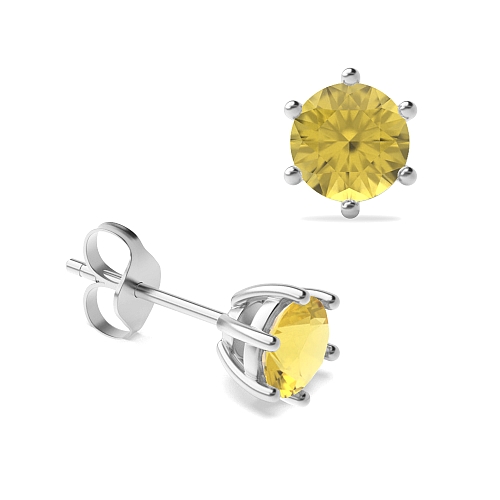 6 Prong flower styled Topaz Diamond Earrings