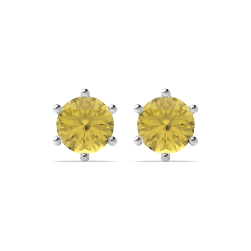 6 Prong flower styled Topaz Diamond Earrings
