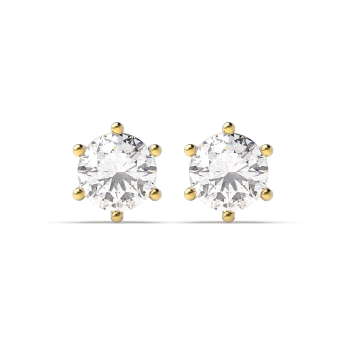 6 Prong Round 0.10 SI2 H ABELINI 18K Yellow Gold promise Stud diamond earrings