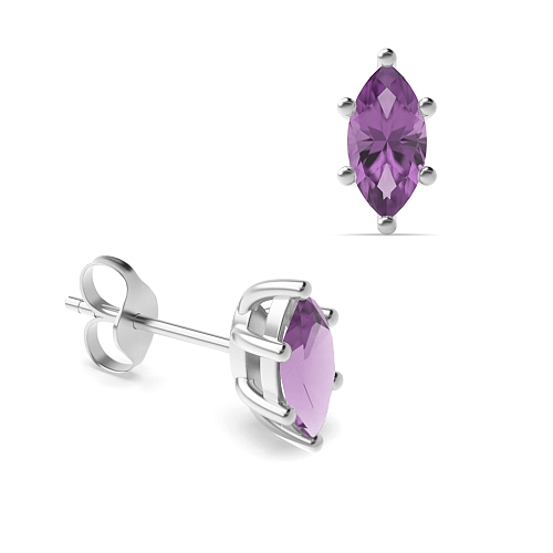 6 Prong Marquise Stud Earrings