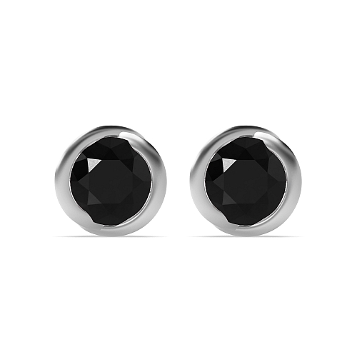 Bezel Setting Round Rose shaped Black Diamond Earrings