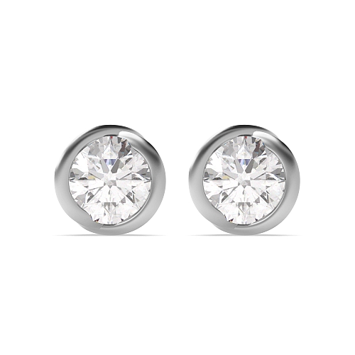 Bezel Setting Round Rose shaped Diamond Earrings