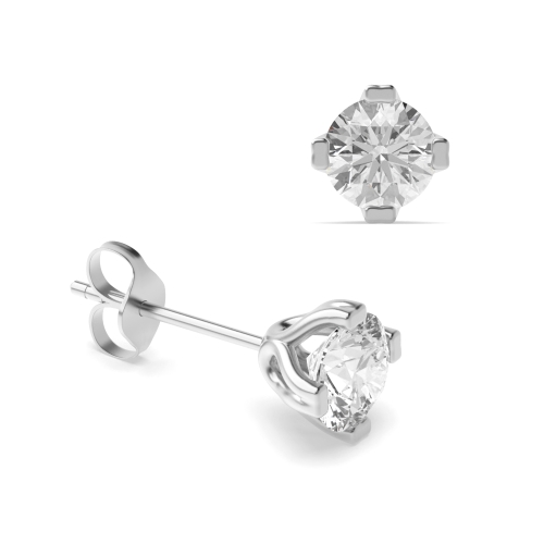 4 Prong Round Double Claw Diamond Earrings