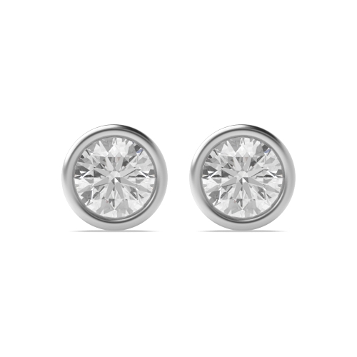 Bezel Setting Round Silver Solid tapered Diamond Earrings